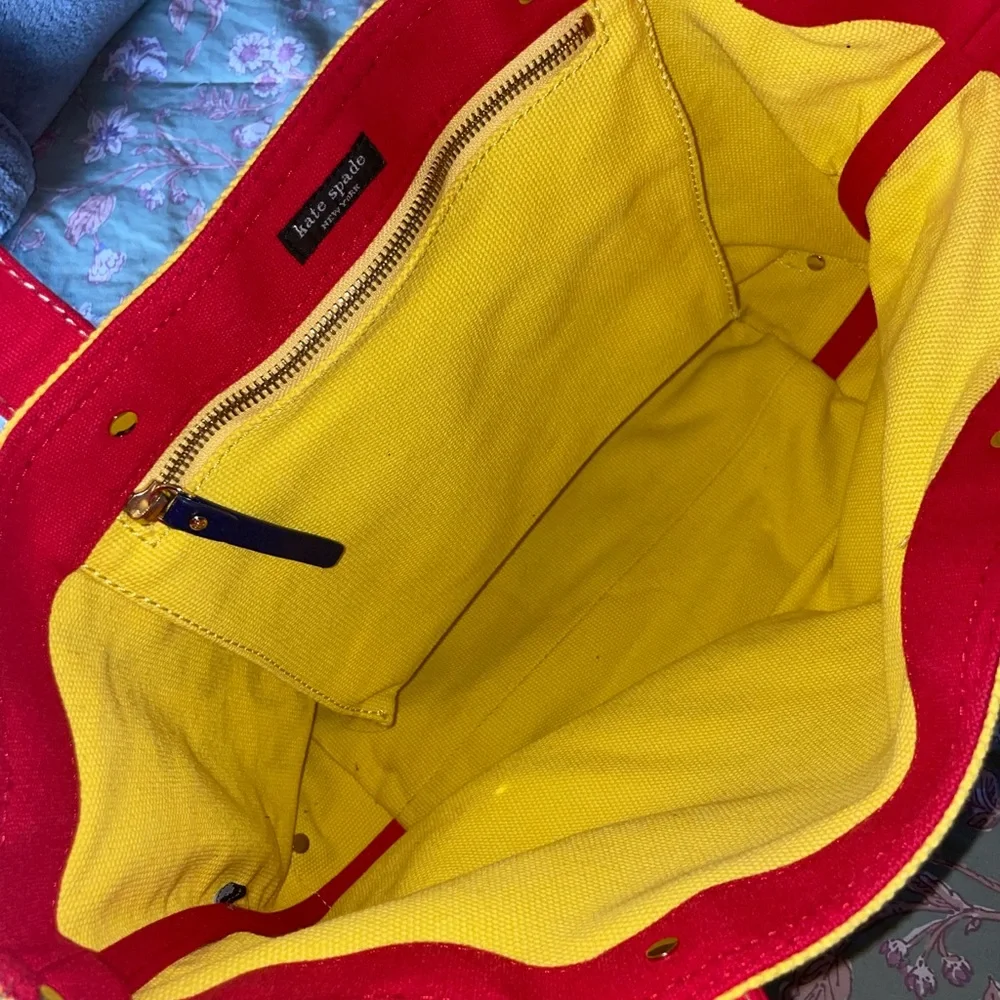 Kate Spade Yellow and Red Tote Bag with Classic Shape - Picture 4 of 11